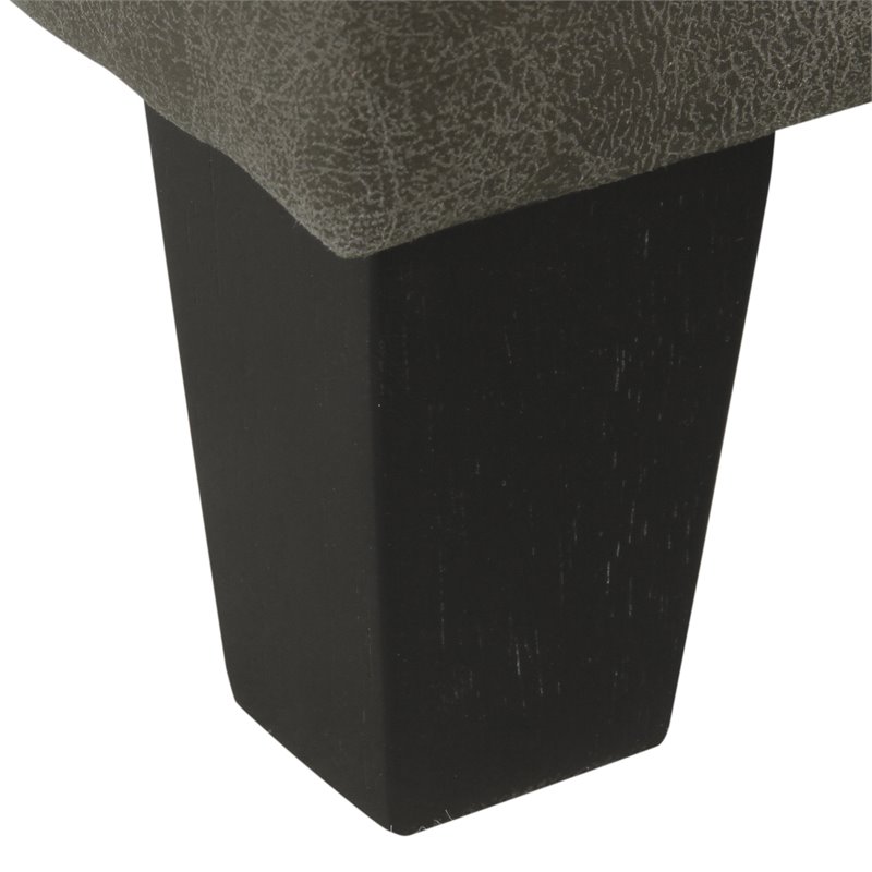 HomePop Transitional Faux Leather Storage Ottoman in Gray Finish