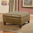 HomePop Luxury Transitional Faux Leather Storage Ottoman in Distressed Brown