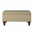 HomePop Rectangle Traditional Fabric Storage Bench with Nailhead Trim in Vanilla
