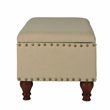 HomePop Rectangle Traditional Fabric Storage Bench with Nailhead Trim in Vanilla
