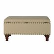 HomePop Rectangle Traditional Fabric Storage Bench with Nailhead Trim in Vanilla