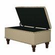HomePop Rectangle Traditional Fabric Storage Bench with Nailhead Trim in Vanilla