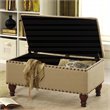 HomePop Rectangle Traditional Fabric Storage Bench with Nailhead Trim in Vanilla