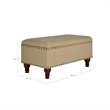 HomePop Rectangle Traditional Fabric Storage Bench with Nailhead Trim in Vanilla