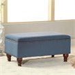 HomePop Rectangle Traditional Fabric Storage Bench with Nailhead Trim in Blue