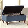 HomePop Rectangle Traditional Fabric Storage Bench with Nailhead Trim in Blue