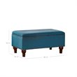 HomePop Rectangle Traditional Fabric Storage Bench with Nailhead Trim in Blue
