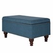 HomePop Rectangle Traditional Fabric Storage Bench with Nailhead Trim in Blue