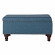 HomePop Rectangle Traditional Fabric Storage Bench with Nailhead Trim in Blue