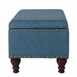 HomePop Rectangle Traditional Fabric Storage Bench with Nailhead Trim in Blue