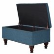HomePop Rectangle Traditional Fabric Storage Bench with Nailhead Trim in Blue