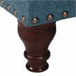 HomePop Rectangle Traditional Fabric Storage Bench with Nailhead Trim in Blue