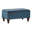 HomePop Rectangle Traditional Fabric Storage Bench with Nailhead Trim in Blue