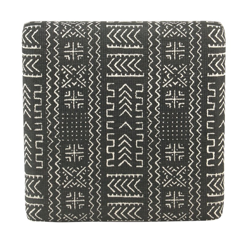 HomePop Modern Metal and Fabric Ottoman with Cushioned Top in Onyx