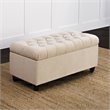 HomePop Ainsley Traditional Fabric Button Tufted Storage Bench in Cream Finish