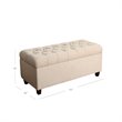 HomePop Ainsley Traditional Fabric Button Tufted Storage Bench in Cream Finish