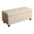 HomePop Ainsley Traditional Fabric Button Tufted Storage Bench in Cream Finish