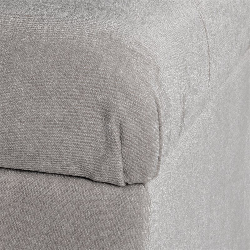 HomePop Ainsley Traditional Fabric Button Tufted Storage Bench in Light Gray