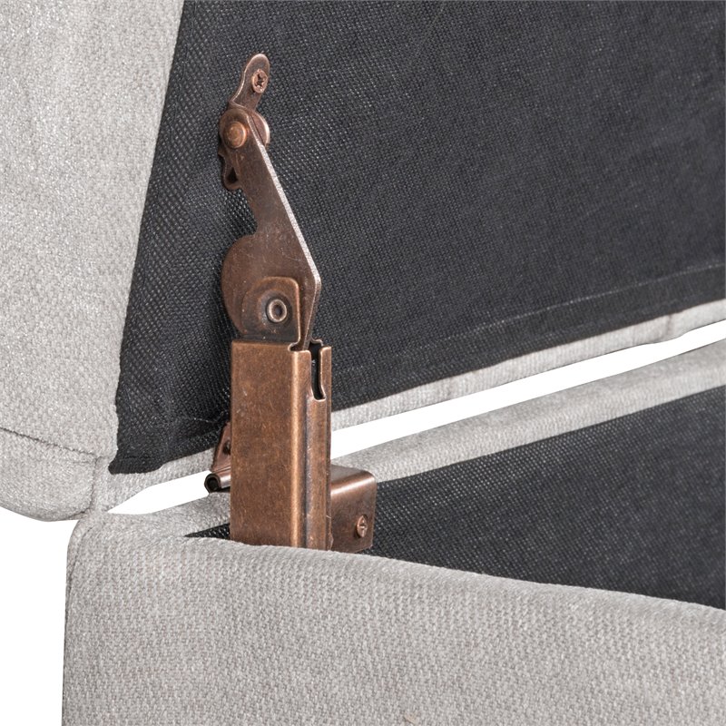 HomePop Ainsley Traditional Fabric Button Tufted Storage Bench in Light Gray