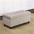 HomePop Ainsley Traditional Fabric Button Tufted Storage Bench in Light Gray