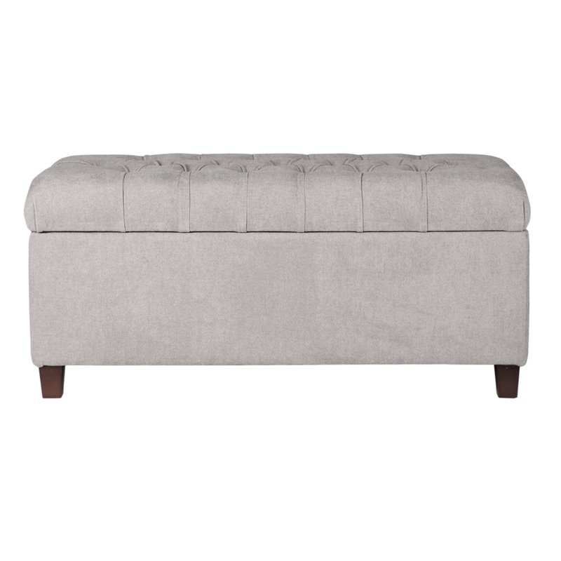 HomePop Ainsley Traditional Fabric Button Tufted Storage Bench in Light Gray