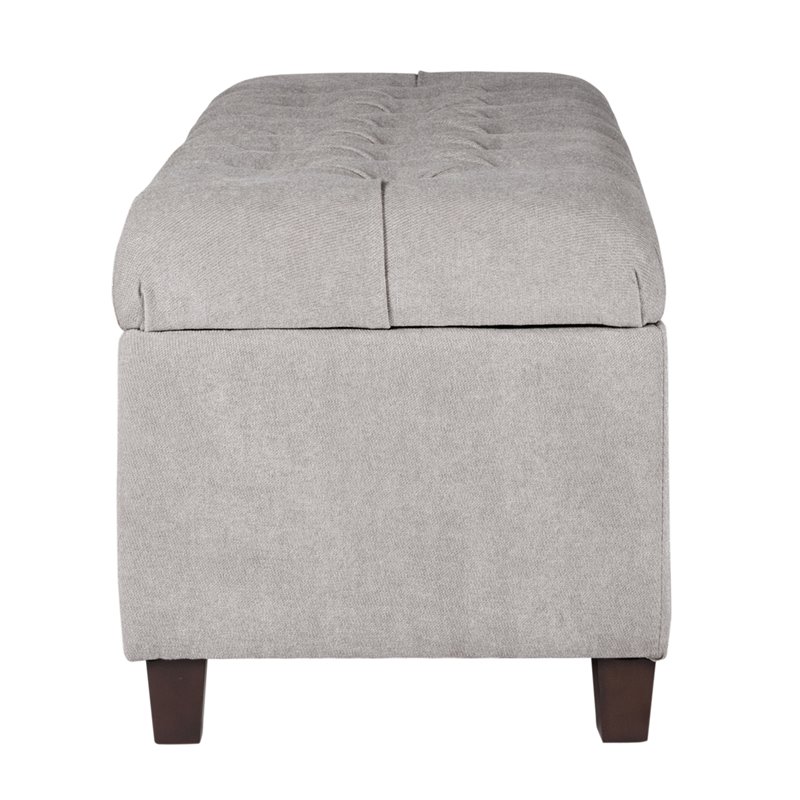 HomePop Ainsley Traditional Fabric Button Tufted Storage Bench in Light Gray