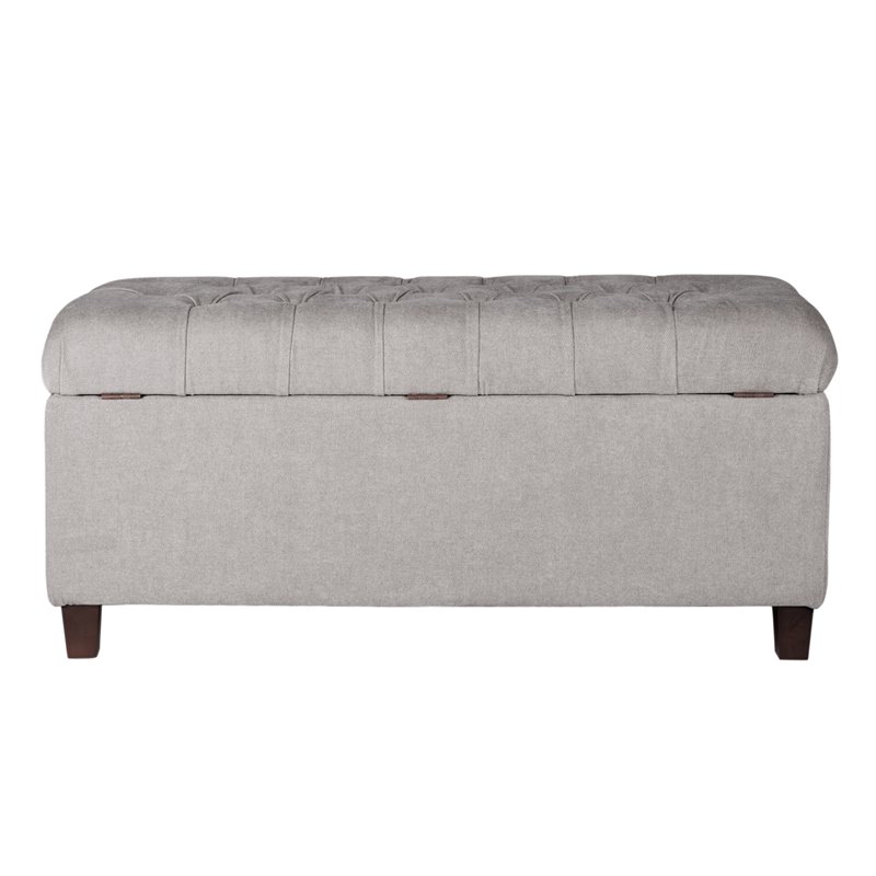 HomePop Ainsley Traditional Fabric Button Tufted Storage Bench in Light Gray