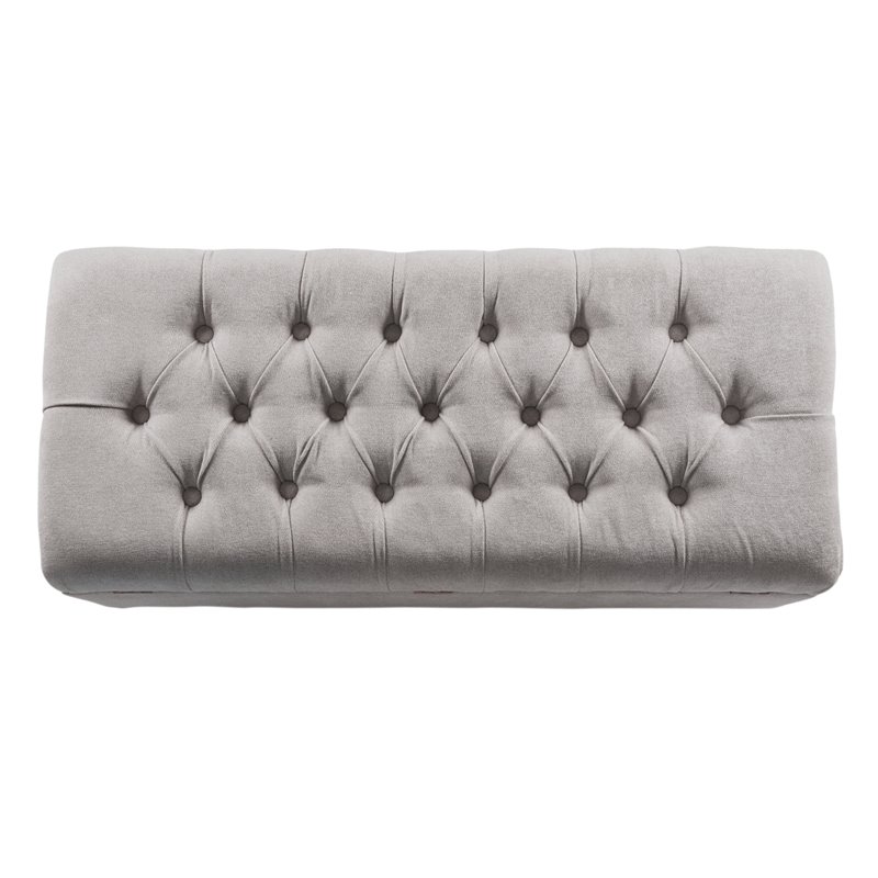 HomePop Ainsley Traditional Fabric Button Tufted Storage Bench in Light Gray