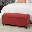 HomePop Ainsley Traditional Fabric Button Tufted Storage Bench in Cranberry Red