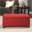 HomePop Ainsley Traditional Fabric Button Tufted Storage Bench in Cranberry Red