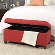 HomePop Ainsley Traditional Fabric Button Tufted Storage Bench in Cranberry Red