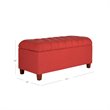 HomePop Ainsley Traditional Fabric Button Tufted Storage Bench in Cranberry Red
