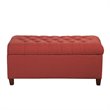 HomePop Ainsley Traditional Fabric Button Tufted Storage Bench in Cranberry Red