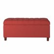 HomePop Ainsley Traditional Fabric Button Tufted Storage Bench in Cranberry Red