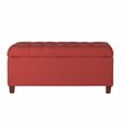HomePop Ainsley Traditional Fabric Button Tufted Storage Bench in Cranberry Red