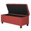 HomePop Ainsley Traditional Fabric Button Tufted Storage Bench in Cranberry Red