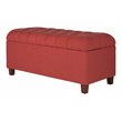 HomePop Ainsley Traditional Fabric Button Tufted Storage Bench in Cranberry Red