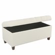HomePop Ainsley Traditional Fabric Button Tufted Storage Bench in Cream