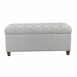 HomePop Ainsley Traditional Fabric Button Tufted Storage Bench in Light Blue