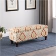 HomePop Traditional Fabric Large Storage Bench with Nailhead Trim in Cream