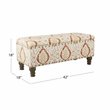 HomePop Traditional Fabric Large Storage Bench with Nailhead Trim in Cream