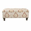 HomePop Traditional Fabric Large Storage Bench with Nailhead Trim in Cream