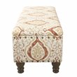 HomePop Traditional Fabric Large Storage Bench with Nailhead Trim in Cream
