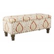 HomePop Traditional Fabric Large Storage Bench with Nailhead Trim in Cream
