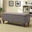 HomePop Rectangle Traditional Fabric Storage Bench with Nailhead Trim in Gray