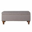 HomePop Rectangle Traditional Fabric Storage Bench with Nailhead Trim in Gray