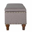 HomePop Rectangle Traditional Fabric Storage Bench with Nailhead Trim in Gray