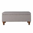 HomePop Rectangle Traditional Fabric Storage Bench with Nailhead Trim in Gray