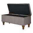 HomePop Rectangle Traditional Fabric Storage Bench with Nailhead Trim in Gray
