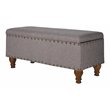 HomePop Rectangle Traditional Fabric Storage Bench with Nailhead Trim in Gray